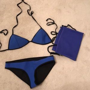 Triangl Blue Bikini Set with Drawstring Bag